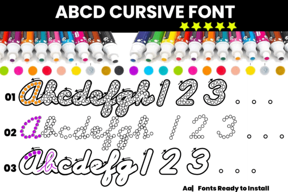 Abcd Cursive Dot Marker: A Playful Font for Creative Projects