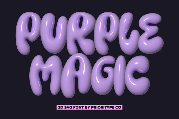 Purple Magic: A Chubby 3D SVG Font for Bold, Modern Designs